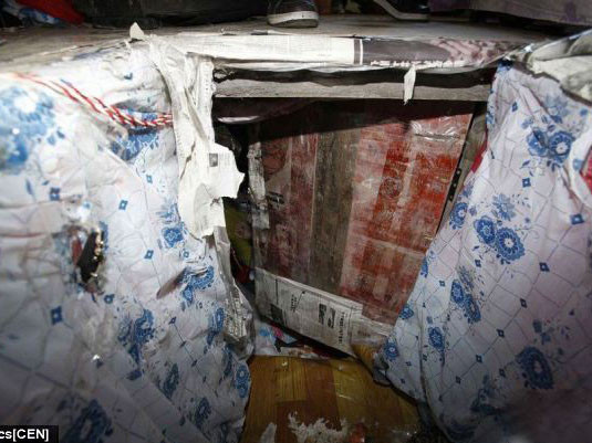 Lối vào căn hầm nơi tên Chen giam nhốt thiếu nữ làm nô lệ tình dục