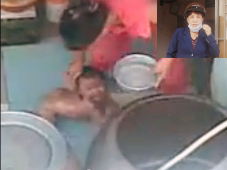 Bảo mẫu Phụng đang hành hạ bé Ngân (ảnh chụp từ video clip)