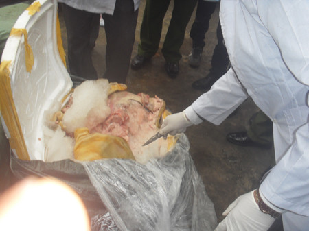 Bắt xe khách chở 2 tấn thịt, nội tạng động vật thối