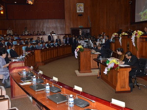 Phiên họp bầu lãnh đạo Quốc hội và thông qua biểu quyết tín nhiệm nội các Chính phủ Hoàng gia của Quốc hội Campuchia. (Ảnh: Chí Hùng/Vietnam+)