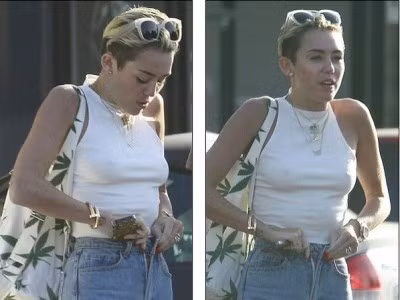 Miley Cyrus cũng chuộng ‘mốt’ thả rông ngực