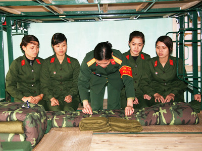 Tập gấp chăn màn	Ảnh: V.C