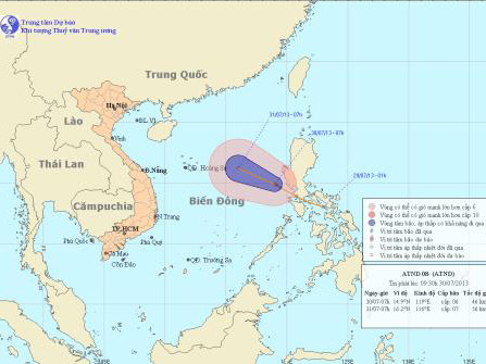 Áp thấp trên biển Đông gió giật cấp 9
