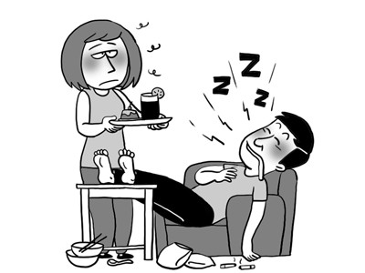 Em mệt vì phải lo từ A đến Z cho anh ấy...