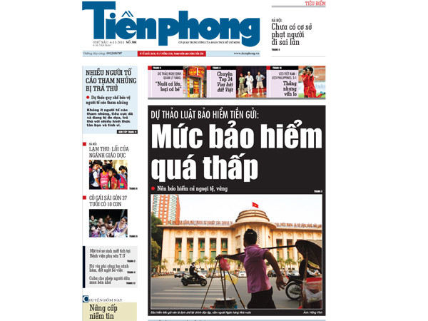 Tin bài đáng chú ý trên nhật báo Tiền Phong số 308