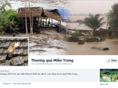 Lập Fanpage chia sẻ với đồng bào miền Trung