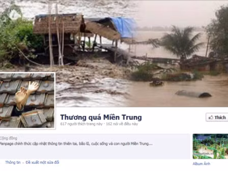 Lập Fanpage chia sẻ với đồng bào miền Trung
