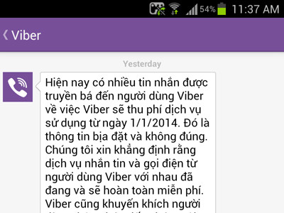 Viber phủ nhận tin đồn tính phí