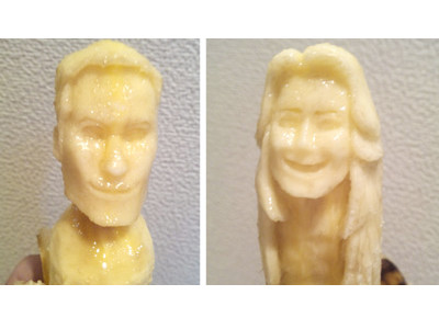 Tạc tượng vợ chồng hoàng tử Anh trên… chuối