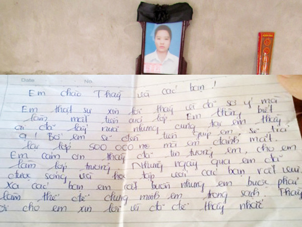 Đắng lòng thư tuyệt mệnh của nữ sinh lớp 10 tự tử vì mất quỹ lớp