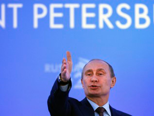 Tổng thống Nga Vladimir Putin trong hội nghị G20. Một trong những nội dung của hội nghị là vấn đề can thiệp quân sự vào Syria