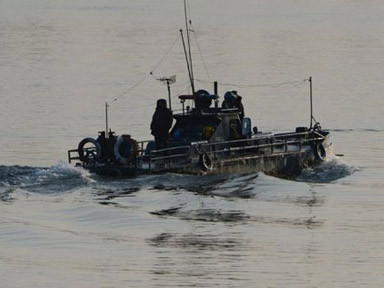 Tàu tuần tra của Triều Tiên trên sông Yalu