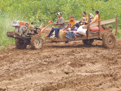 Nhiều con đường bị cày nát khi các DN vào vùng dự án trồng cao su