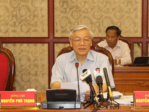 Tổng Bí thư Nguyễn Phú Trọng phát biểu tại cuộc họp. Ảnh: TTXVN