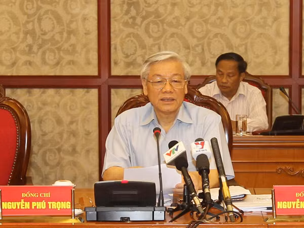 Tổng Bí thư Nguyễn Phú Trọng phát biểu tại cuộc họp. Ảnh: TTXVN