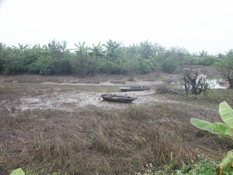 Khu đầm của gia đình ông Vươn sau vụ cưỡng chế đã bị tháo nước, cướp vét thủy sản Ảnh: L.K