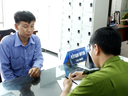 Đối tượng Nguyễn Xuân Truyền tại cơ quan công an