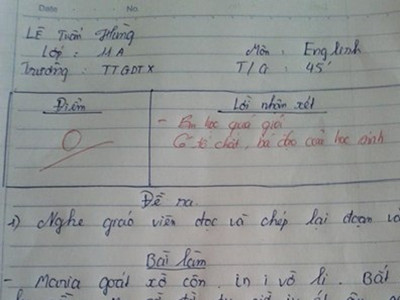 Lời phê 'không đụng hàng' của các thầy cô giáo