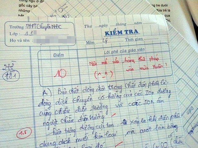 Dân mạng nghi ngờ bài kiểm tra nhận lời phê xì-tin