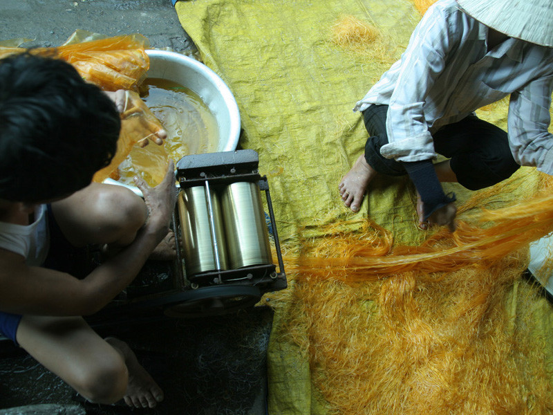 Tận thấy làng nghề làm miến bằng chân, phơi ở bãi tha ma