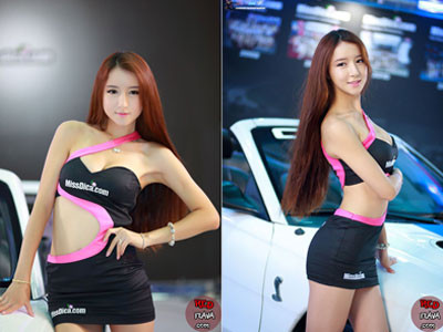 Mỹ nhân Hàn Quốc lấp ló ngực đầy bên xế hộp