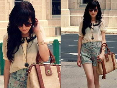 ton sur ton với quần hoa siêu 'kute'