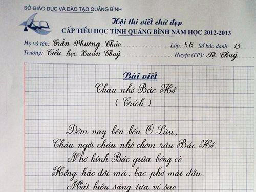 Học sinh lớp 5 viết chữ đẹp hơn in