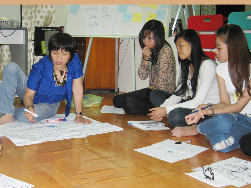 Bạn trẻ trong buổi học cấu tạo bộ phận sinh dục. Ảnh: Lưu Trinh