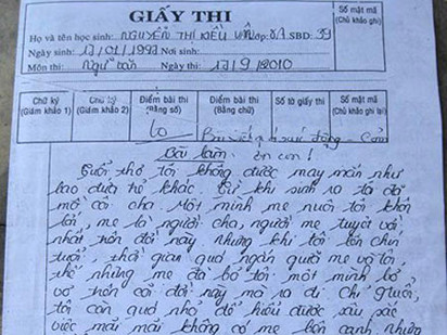 Hai bài văn xúc động đạt điểm 10 xôn xao dân mạng