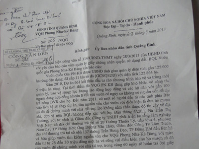 Trần tình của Giám đốc Vườn Quốc gia