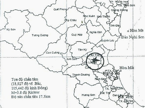 Vị trí xảy ra trận động đất. Ảnh: Trung tâm báo tin động đất và cảnh báo sóng thần.