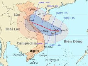 Bão số 4 tiến vào bờ biển Quảng Trị - Quảng Ngãi