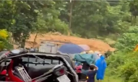 Clip: Kinh hoàng đồi sạt cuốn đất đá, cây cối ầm ầm đổ xuống quốc lộ