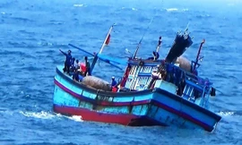 Tàu cá Quảng Ngãi trên đường tránh bão bị phá nước nguy cơ chìm trên biển