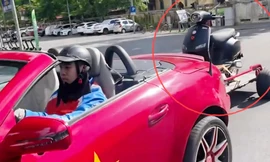 Công an làm việc với lái xe ô tô mui trần kéo xe tự chế 'diễu phố'