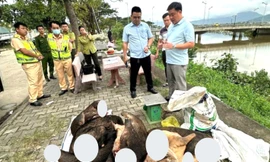 Phát hiện xe khách chở nhiều bao tải chứa thịt nghi động vật hoang dã