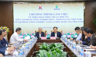 Tổng Giám đốc Petrovietnam Lê Ngọc Sơn và Tổng Giám đốc TKV Vũ Anh Tuấn chủ trì buổi làm việc.