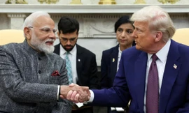 Thủ tướng Ấn Độ Narendra Modi trong cuộc gặp Tổng thống Mỹ Donald Trump ngày 13/2. (Ảnh: Reuters)