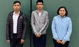 Ba cán bộ một ngân hàng chi nhánh Kiến Thụy (Hải Phòng) tại cơ quan điều tra.