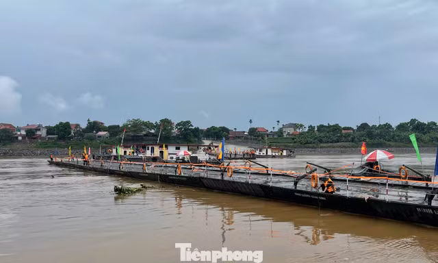 Bão tan, bộ đội công binh lập tức nối lại cầu phao Phong Châu