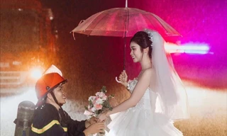 Lấy anh lính cứu hỏa, cô gái Hà Tĩnh có bộ ảnh cưới đẹp như phim