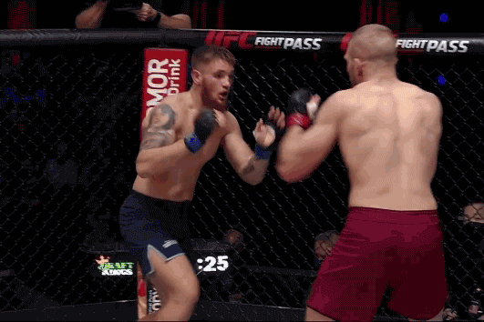 Igor Poterya ra đòn liên tiếp hạ knock-out đối thủ.