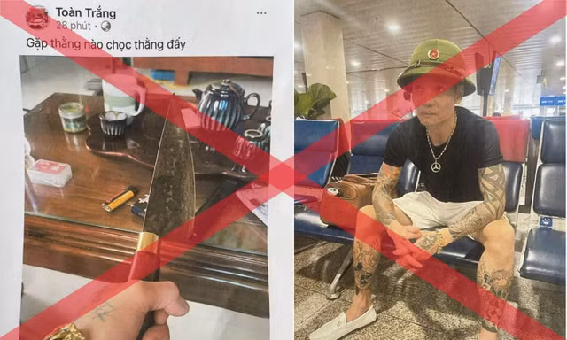 Gã 'giang hồ mạng' cầm kiếm đuổi người bật khóc khi bị cảnh sát bắt giữ