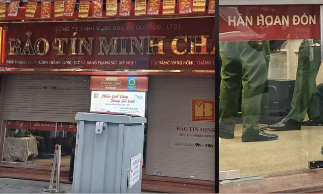 Hà Nội: Nhiều cảnh sát xuất hiện tại cửa hàng vàng Bảo Tín Minh Châu 