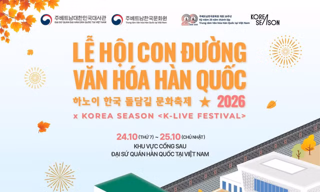 Lễ hội con đường văn hóa Hàn Quốc 2026 diễn ra trong hai ngày 24 và 25 tháng 10