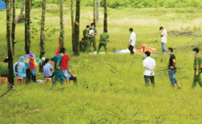 Hiện trường phát hiện thi thể trong vườn cao su hôm 21/7