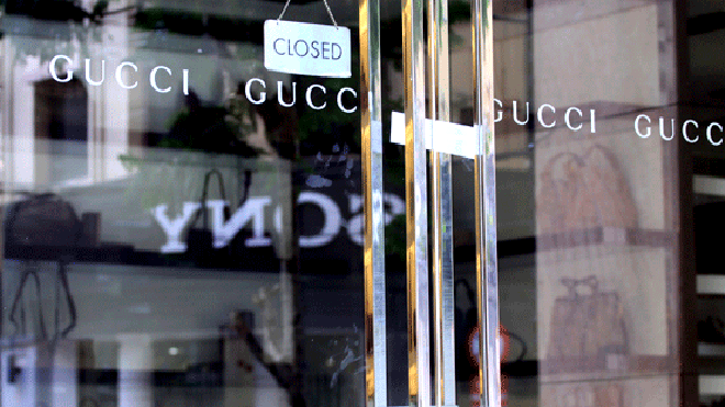 Cửa hàng của Trần Anh Tuấn làm chủ bị niêm phong. Ảnh: Quốc Thắng