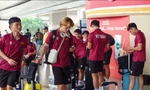 Đội tuyển U22 Việt Nam đã có mặt tại Indonesia sau hành trình bay từ Hà Nội để chuẩn bị cho giải Vô địch U23 Đông Nam Á (ảnh Anh Đoàn)