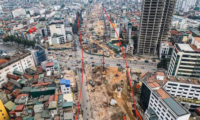 Đường vành đai 1 đoạn Hoàng Cầu - Voi Phục sẽ có 2 cầu vượt lớn