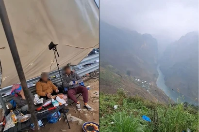 Phản cảm cảnh dựng lều bạt, mở tiệc ăn uống ở đèo Mã Pì Lèng 